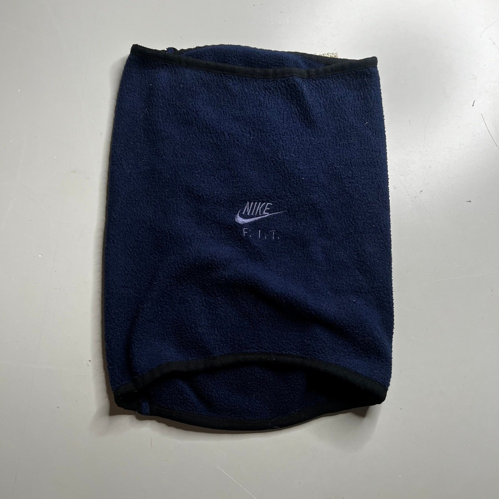 Nike FIT Fleece Neck Warmer Gaiter Navy Blue Embroidered Logo‎ Vintage Style